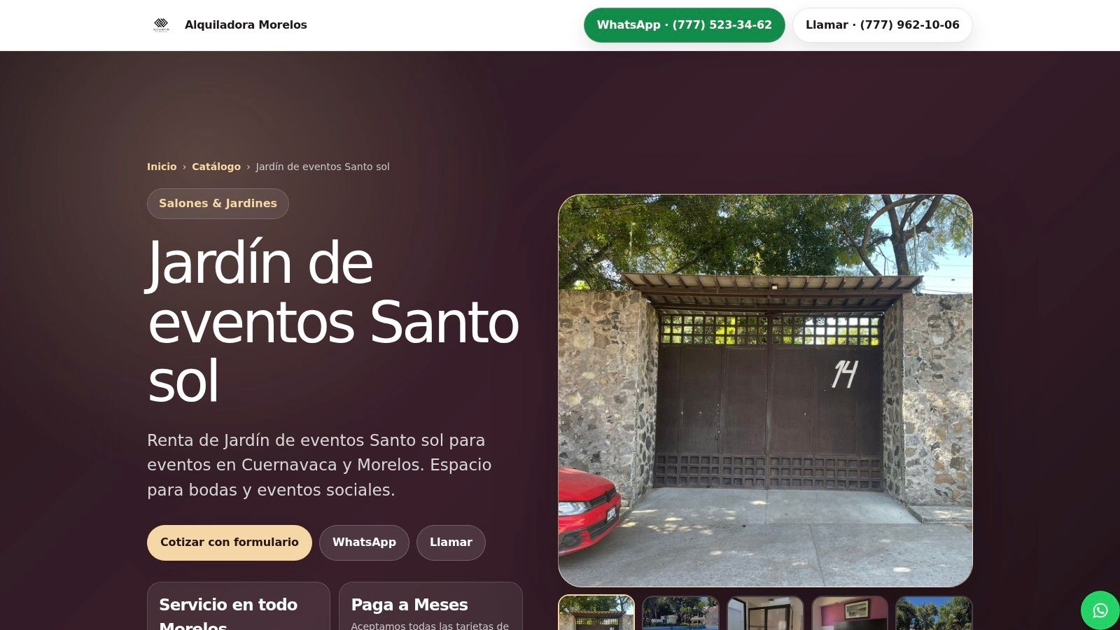 Jardín de eventos Santo sol
